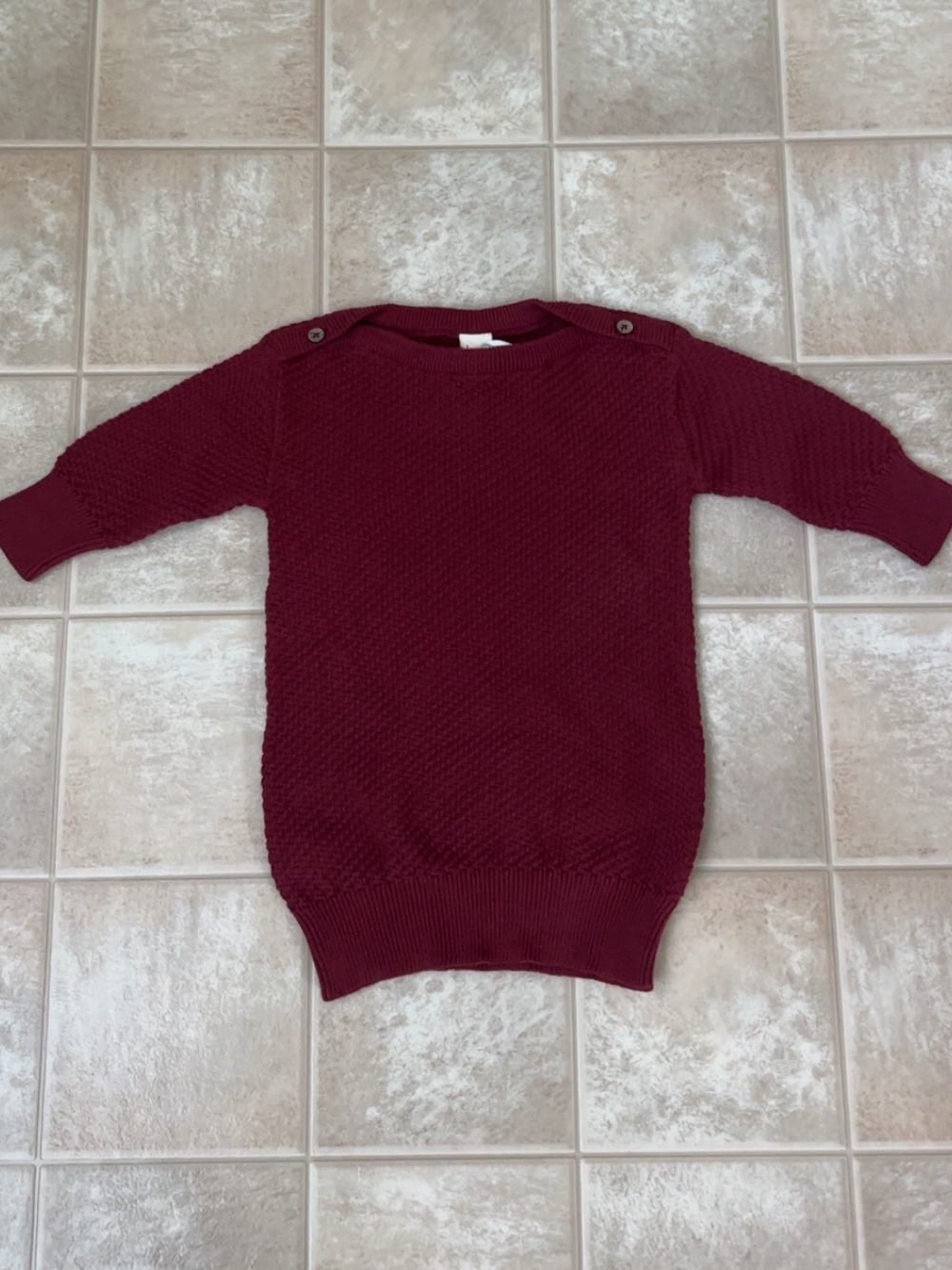 Infant long sleeve boat neck sweater dress-Burgundy